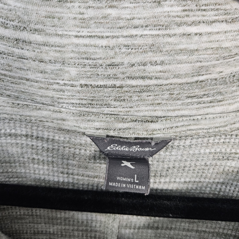 Eddie Bauer Womens Large Cowl Turtleneck Waffle Knit Thermal Gray Long Sleeve - Picture 3 of 8